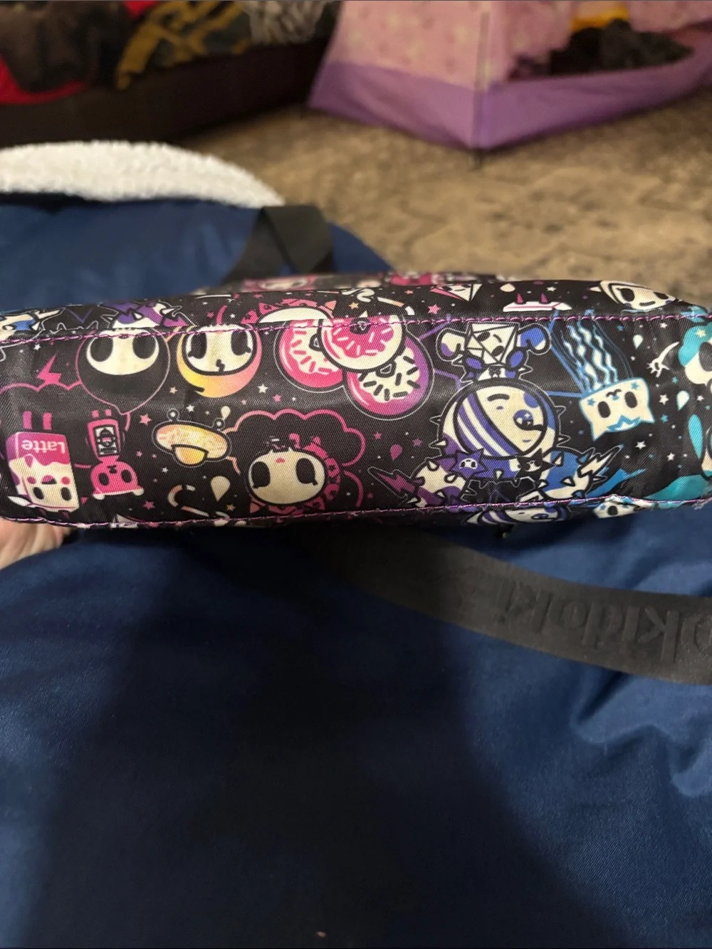 tokidoki Black Crossbody Bag Galactic Dreams with Pink Metallic Trim
